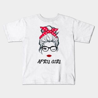 April Girl Woman Lady Wink Eye Face Birthday Gift Kids T-Shirt